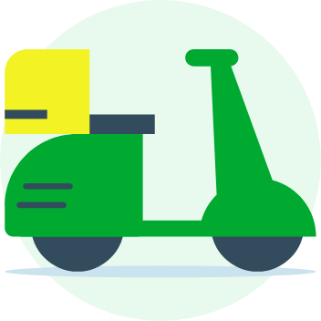 FoodBeeper's green delivery motorcycle
